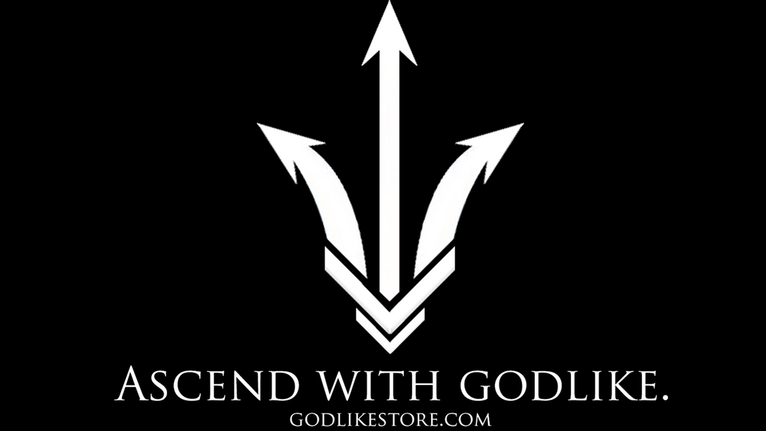 godlike brand's banner with the motto "ascend with godlike"